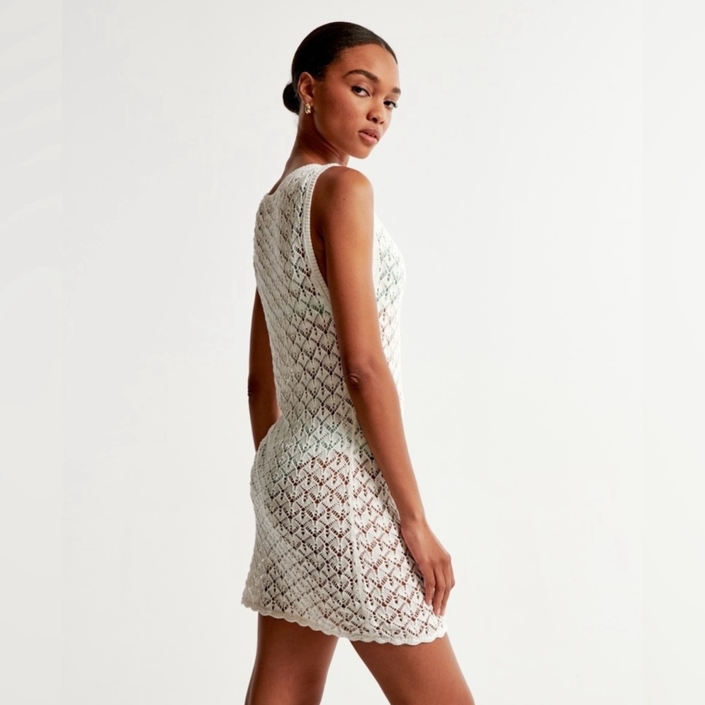 Abercrombie & Fitch Womens Crochet Style Mini Dress Coverup, Size Large